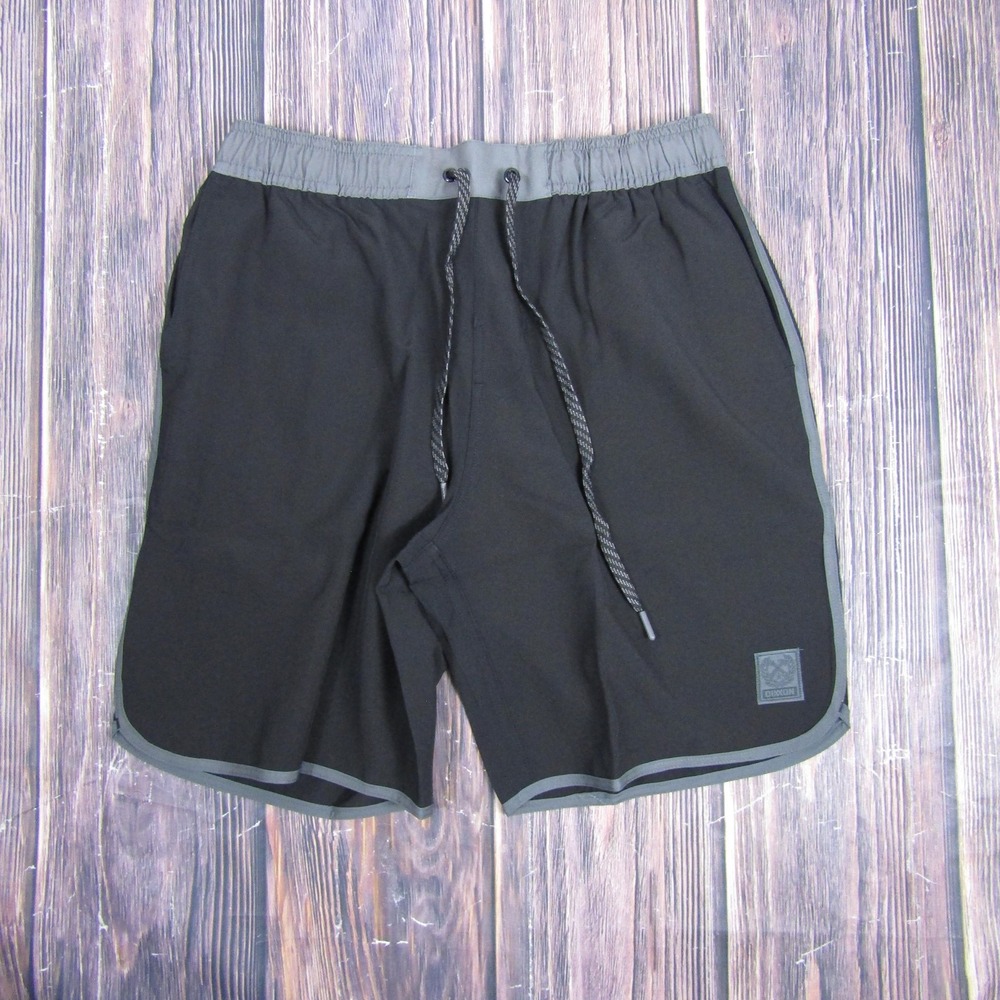 Dixxon The Chad Black Shorts Mens Medium Gray Trim Athletic Swim Beach Gym